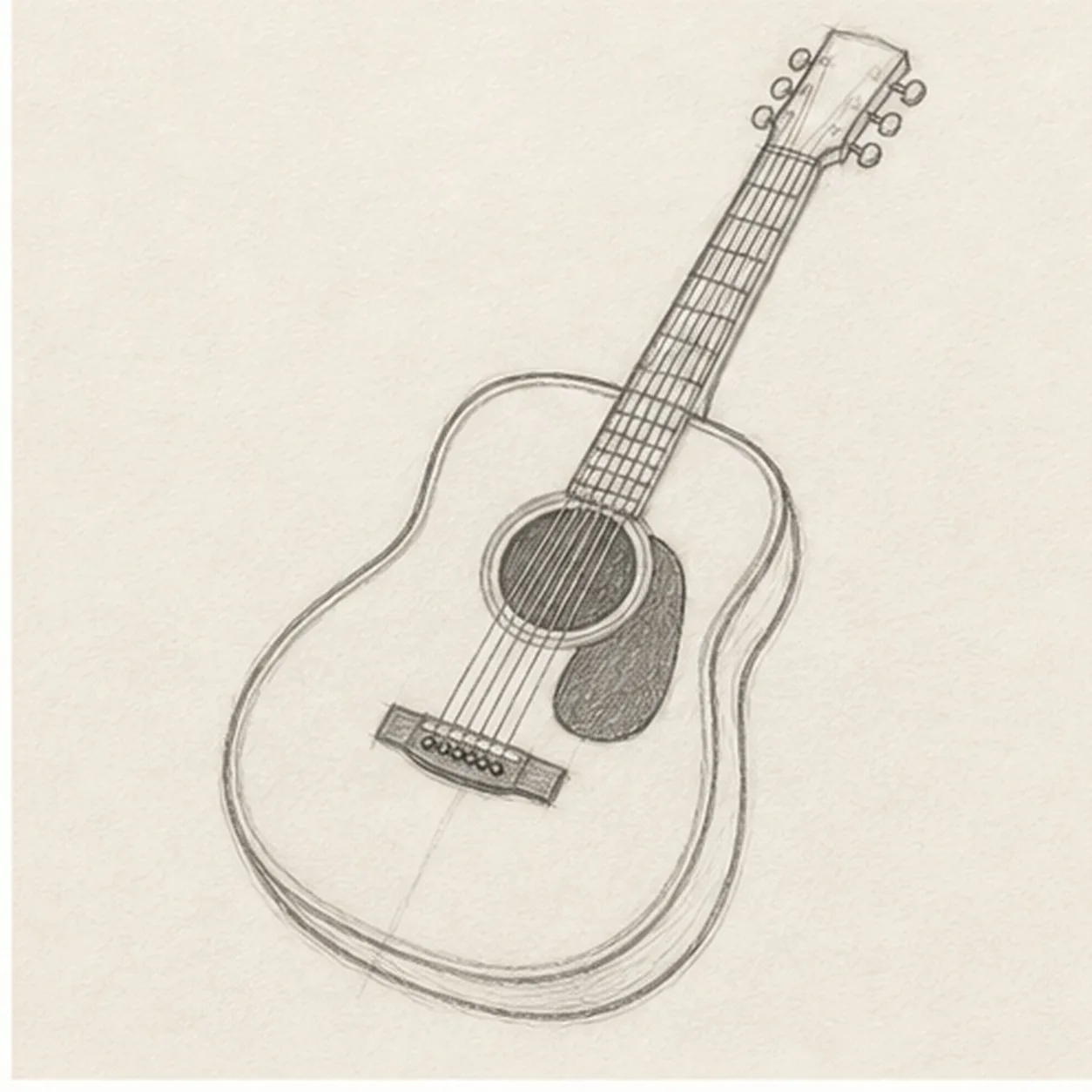 Finish the guitar hardware stage for how to draw an acoustic guitar