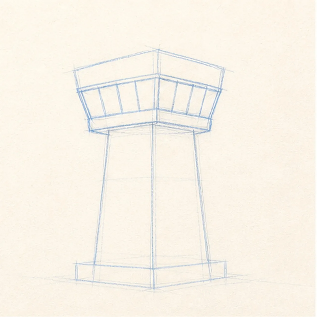 Wrap the windows stage for how to draw an airport control tower