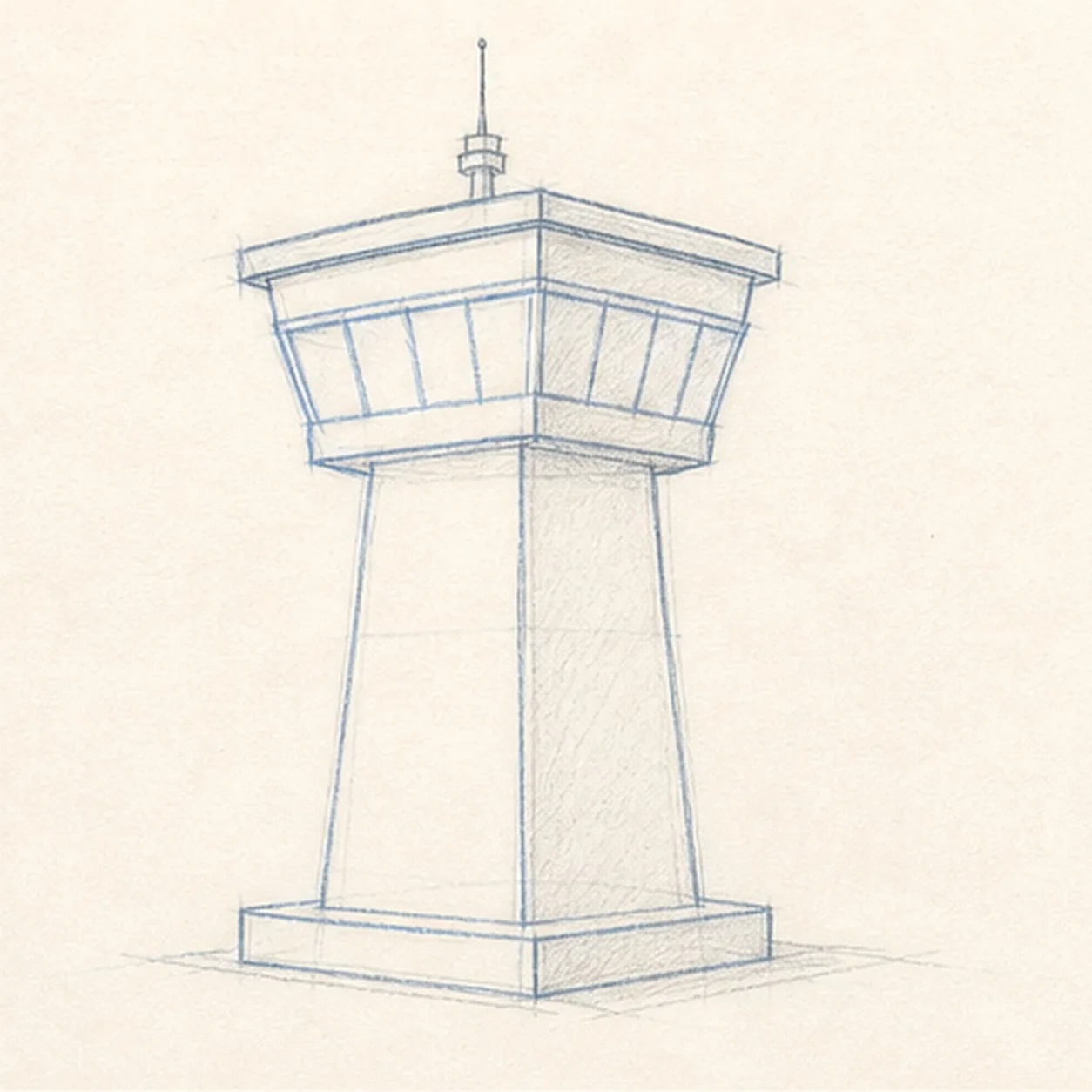 Cap the tower stage for how to draw an airport control tower