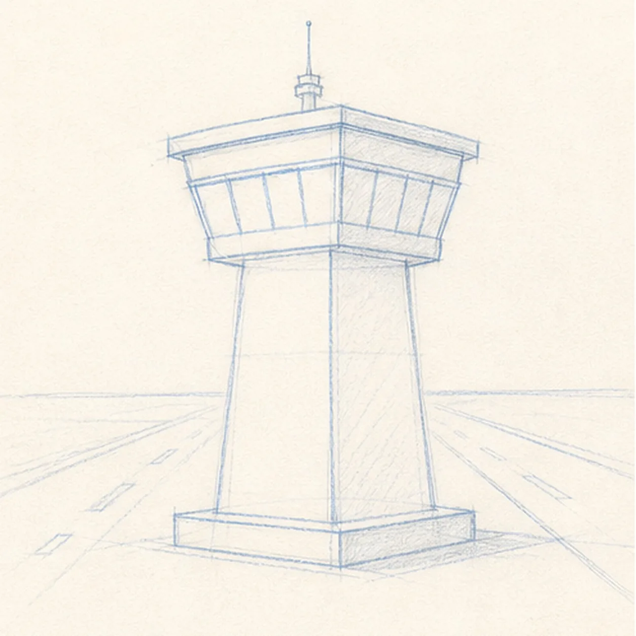 Set the runway stage for how to draw an airport control tower