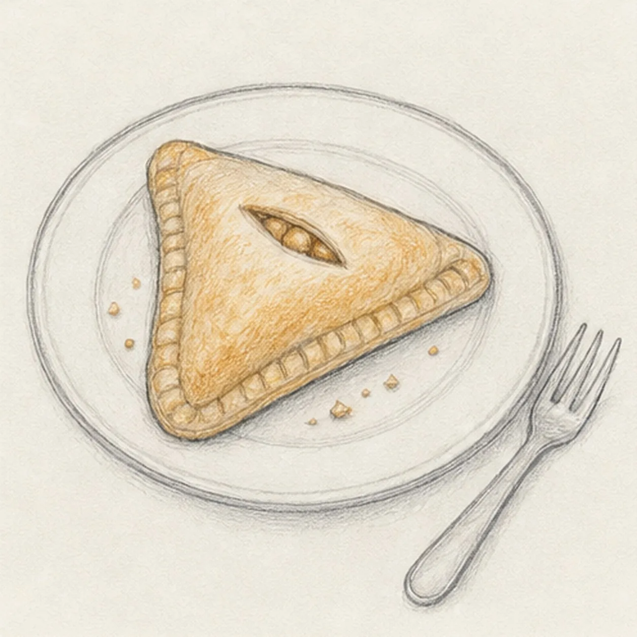 Scatter crumbs and shade stage for how to draw an apple turnover