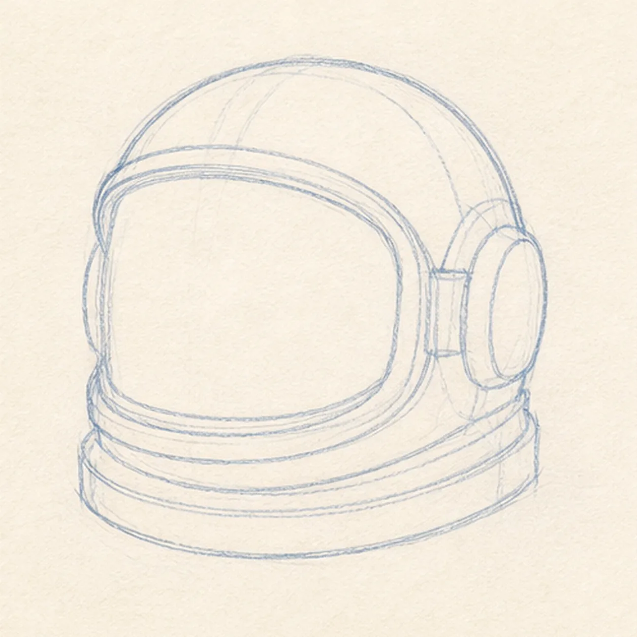 Shape the outer shell stage for how to draw an astronaut helmet