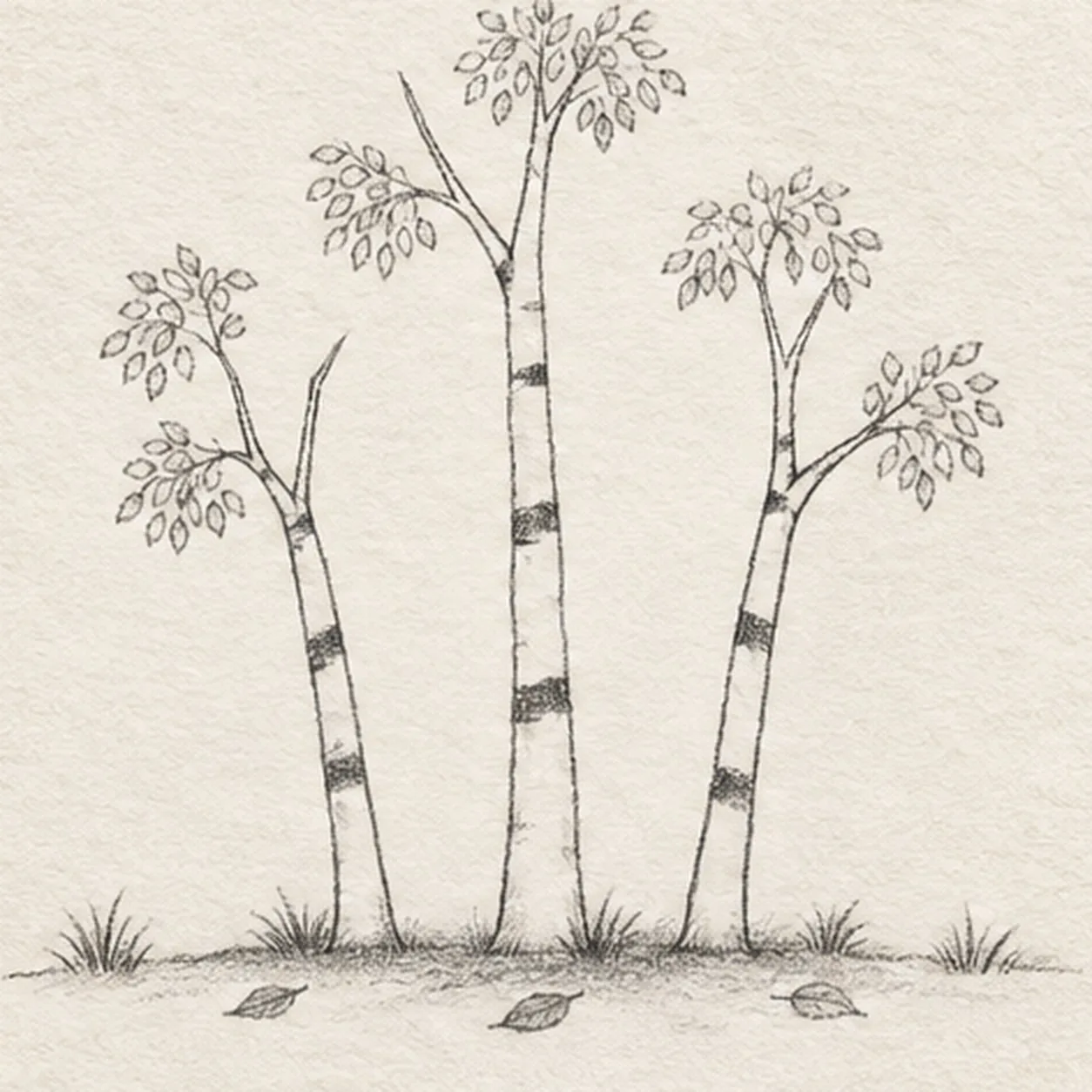 Settle the autumn ground stage for how to draw an autumn birch grove