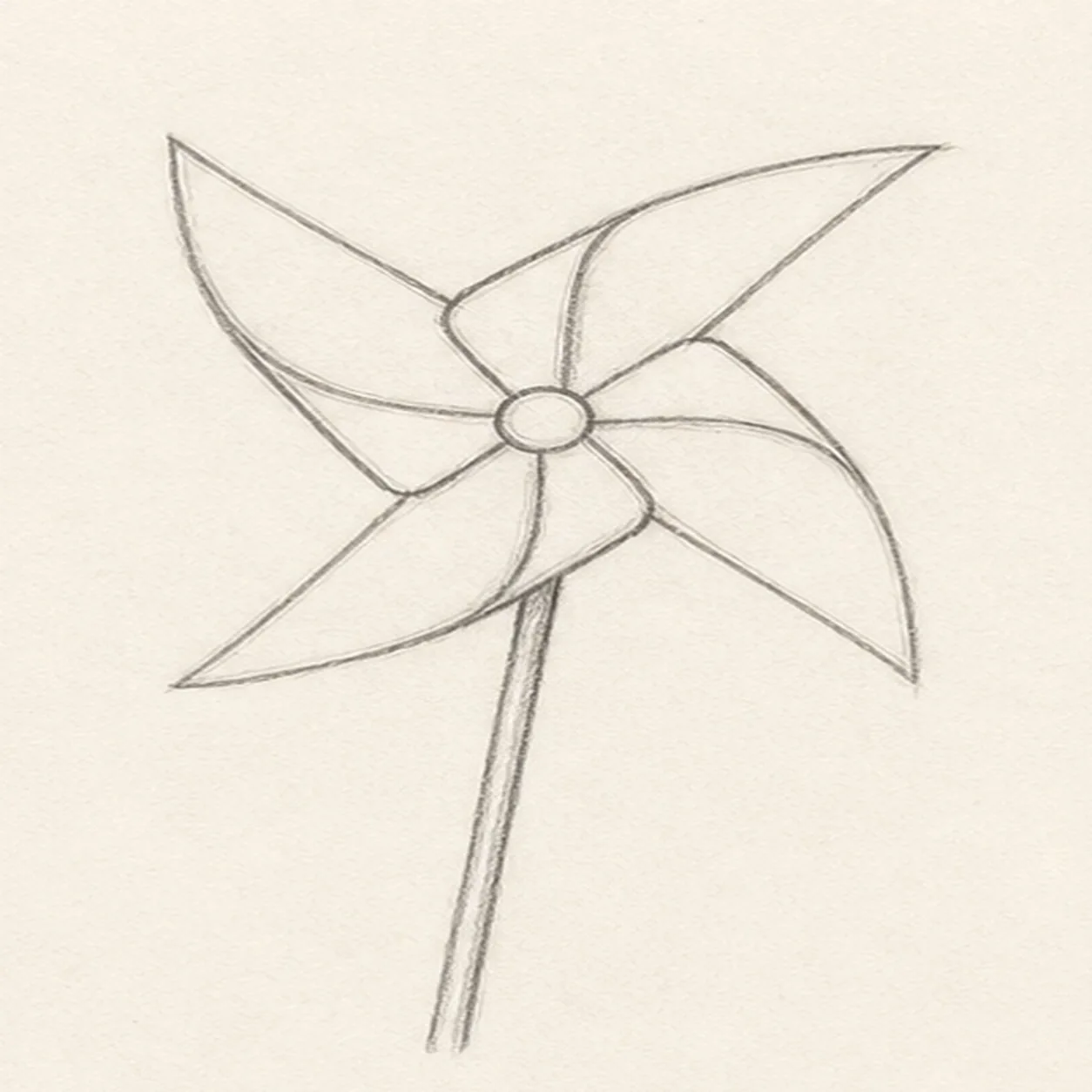 Add the stick stage for how to draw a backyard pinwheel