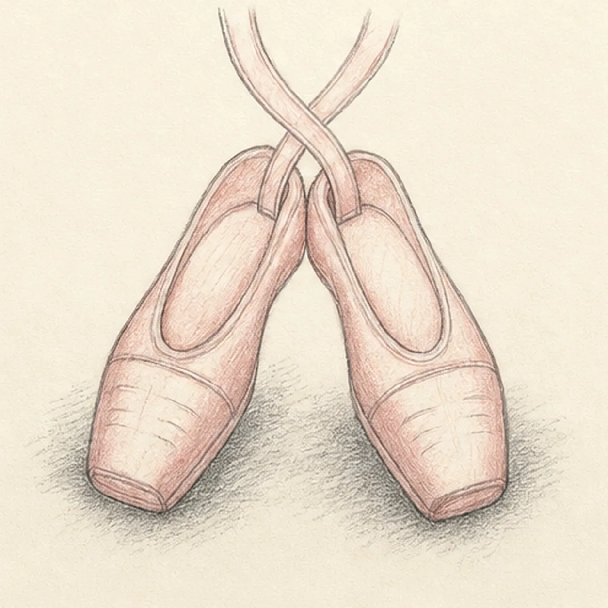 Lay in blush fabric and shadow stage for how to draw a pair of ballet slippers with ribbons
