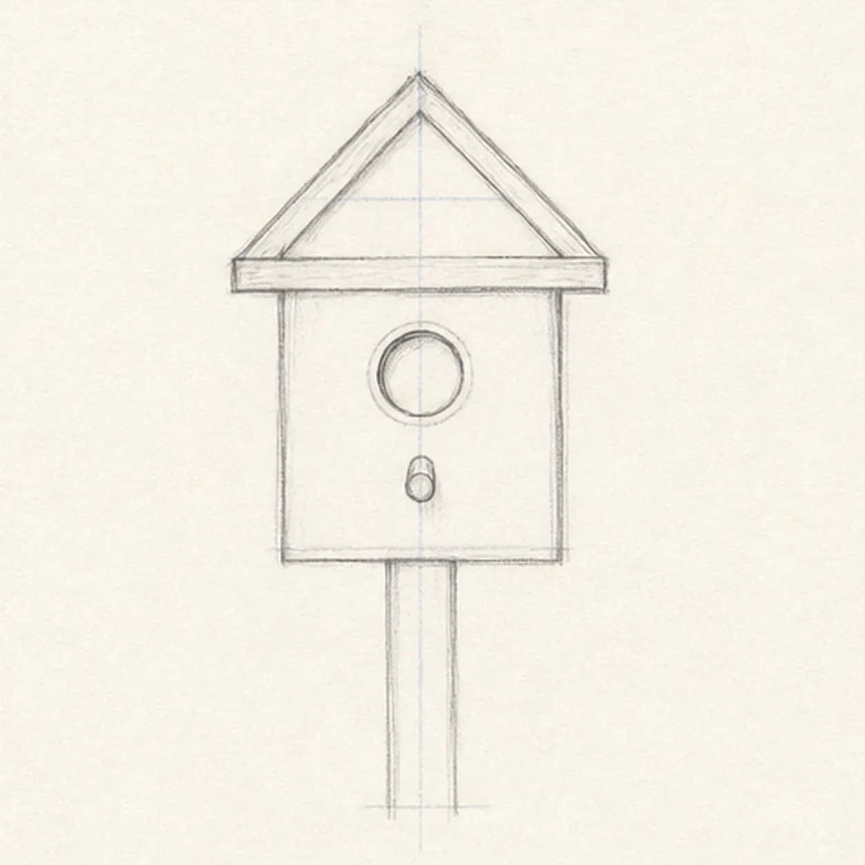 Place the doorway and perch stage for how to draw a birdhouse on a post