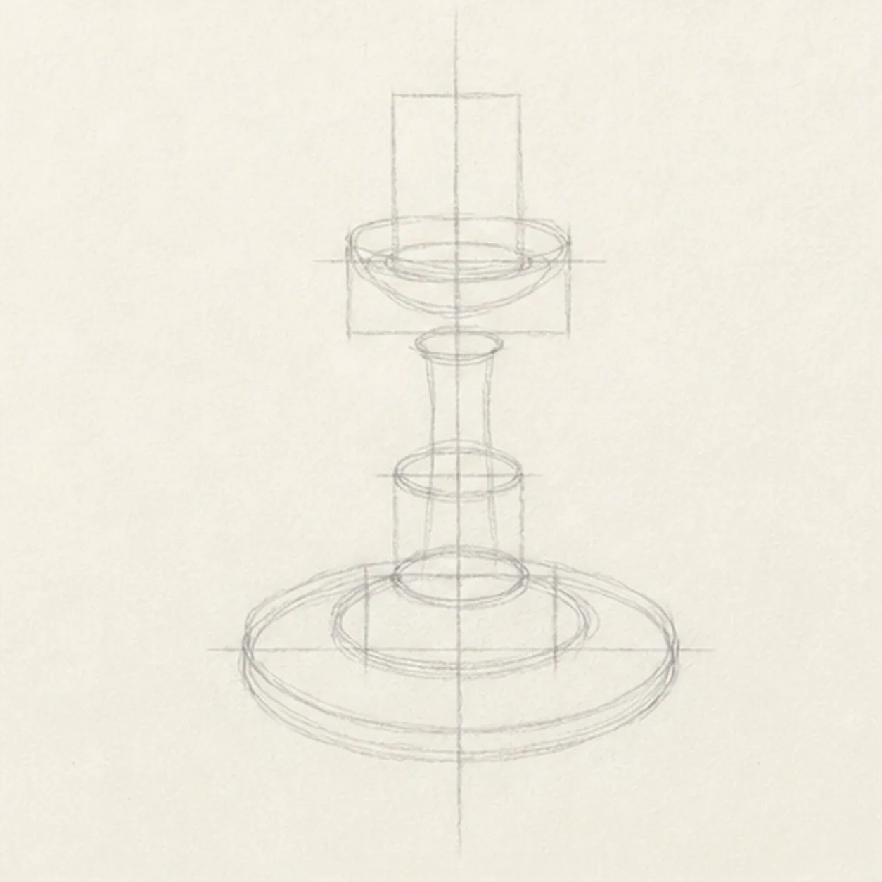 Stack the ellipse guides stage for how to draw a brass candlestick