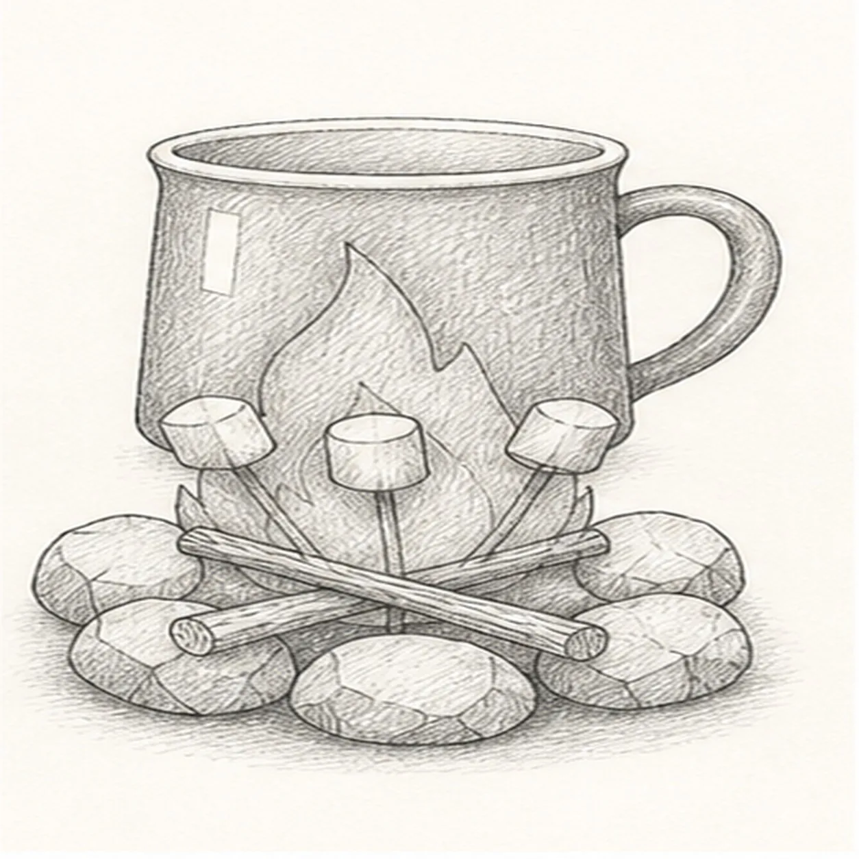 Build graphite warmth stage for how to draw a campfire mug