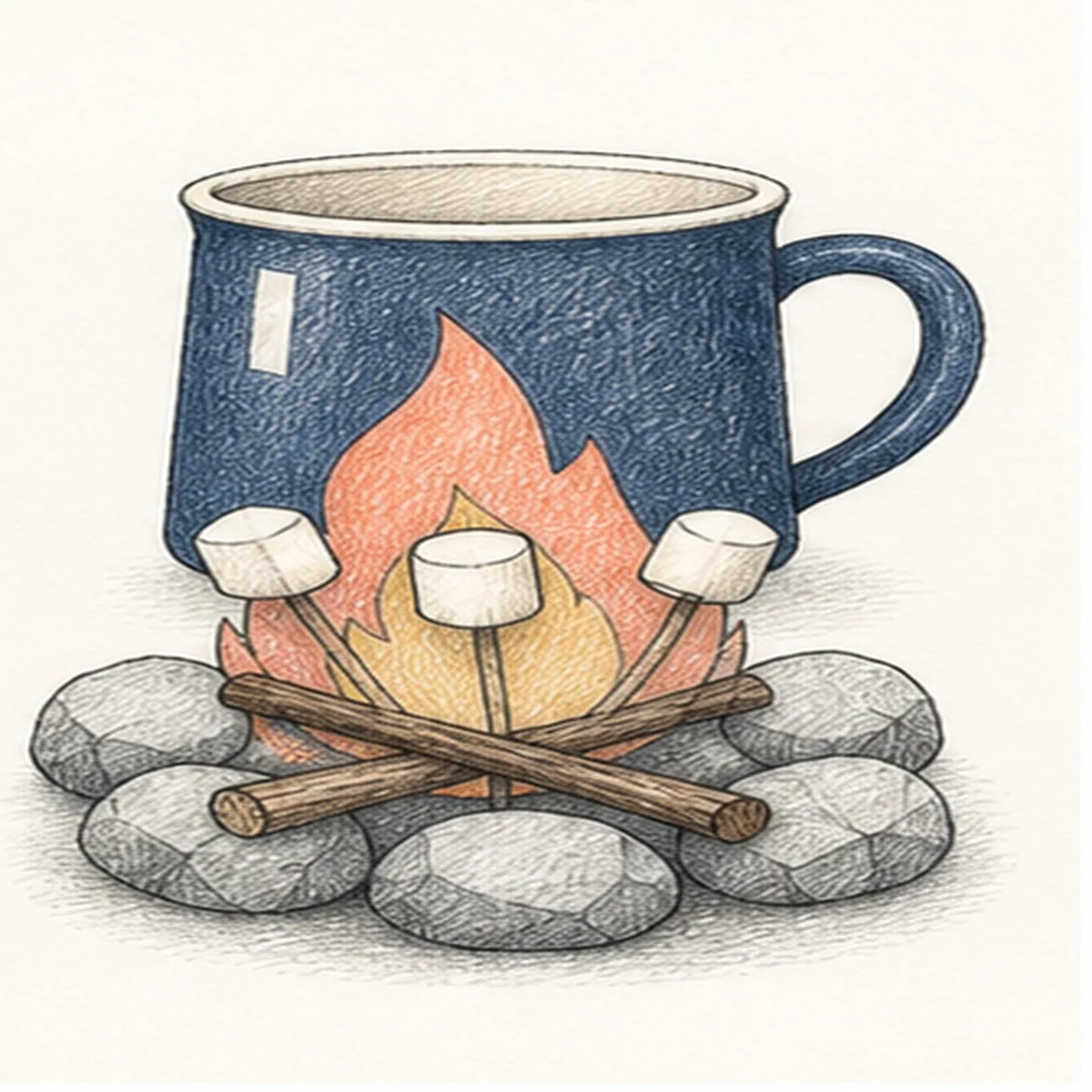 Layer the firelight color stage for how to draw a campfire mug