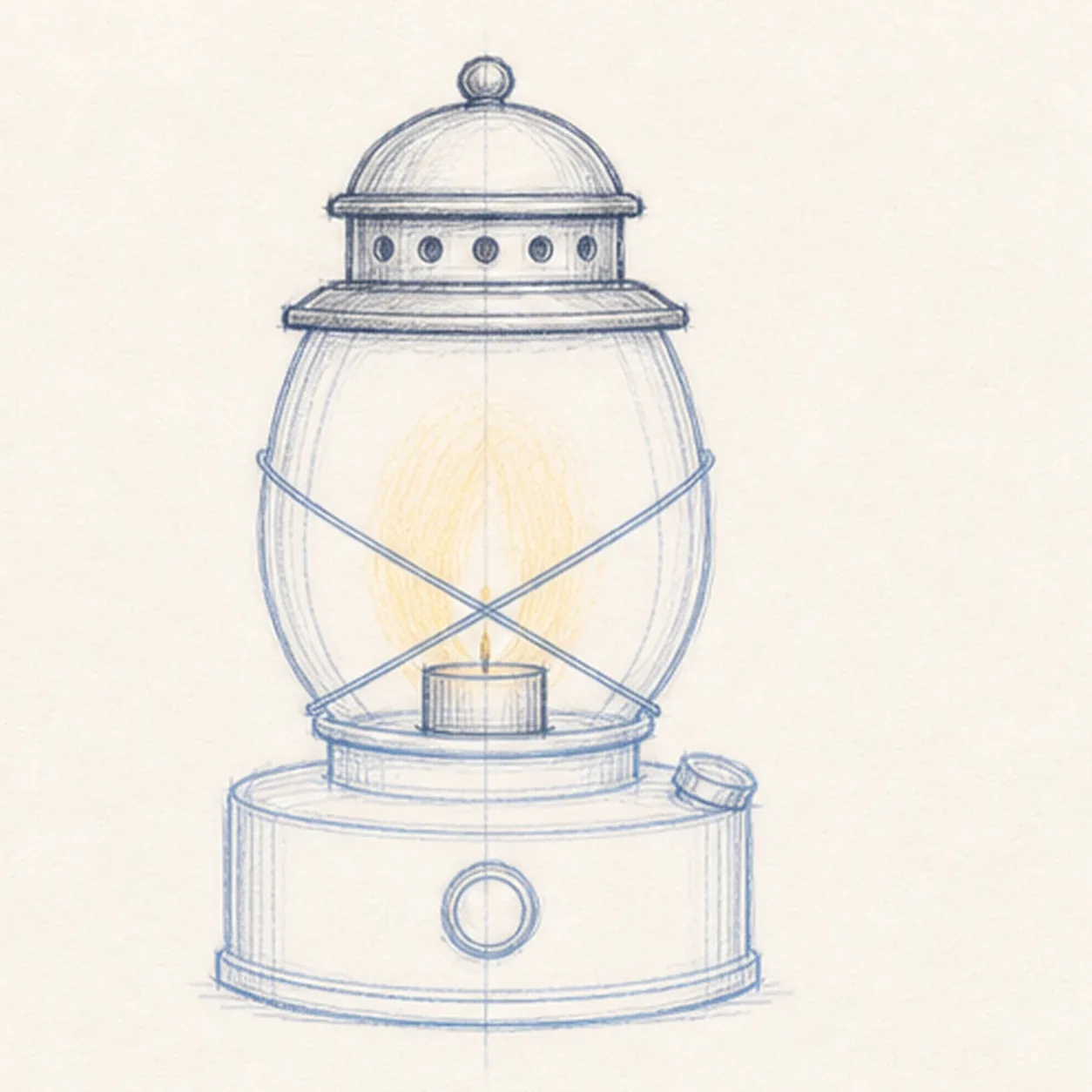 Build the vent cap stage for how to draw a camping lantern