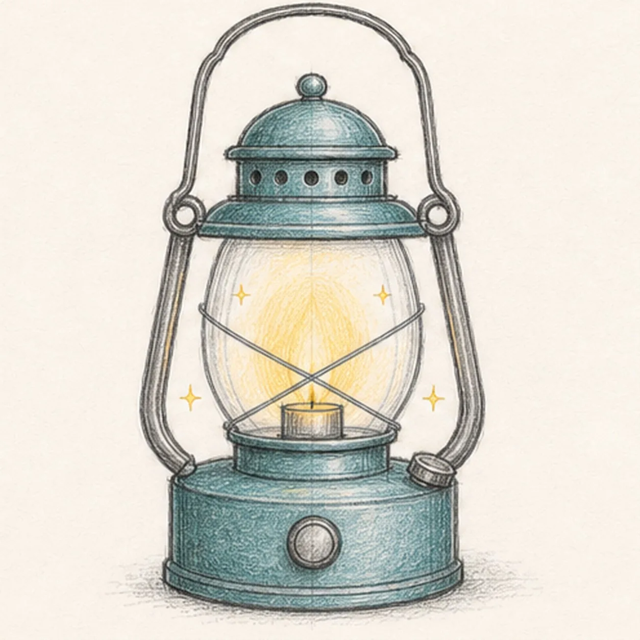 Curve the handle and add color stage for how to draw a camping lantern