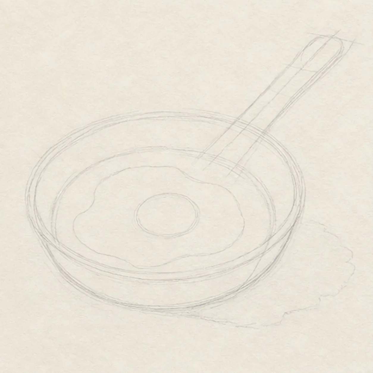 Set the skillet ellipse stage for how to draw a skillet with an egg