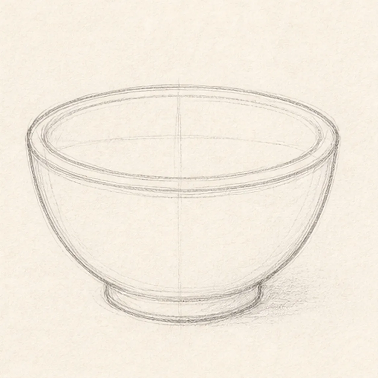 Shape the ceramic bowl stage for how to draw a mixing bowl and whisk