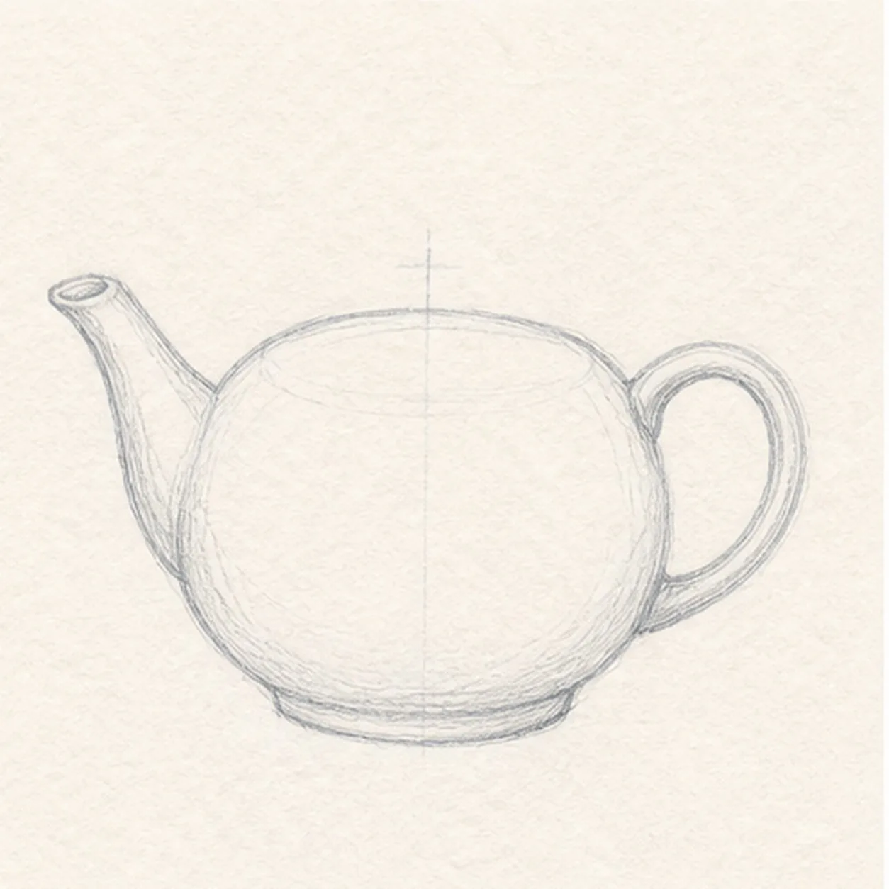 Attach spout and handle stage for how to draw a ceramic teapot