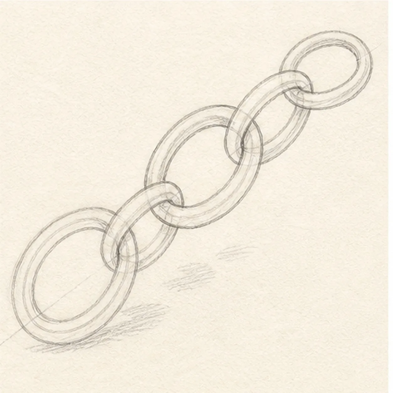 Shape the alternating links stage for how to draw a five-link chain
