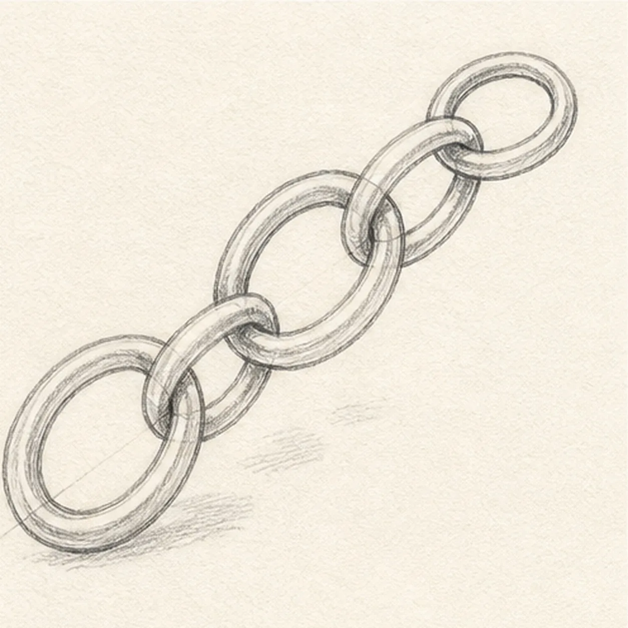 Lock the interlinks stage for how to draw a five-link chain