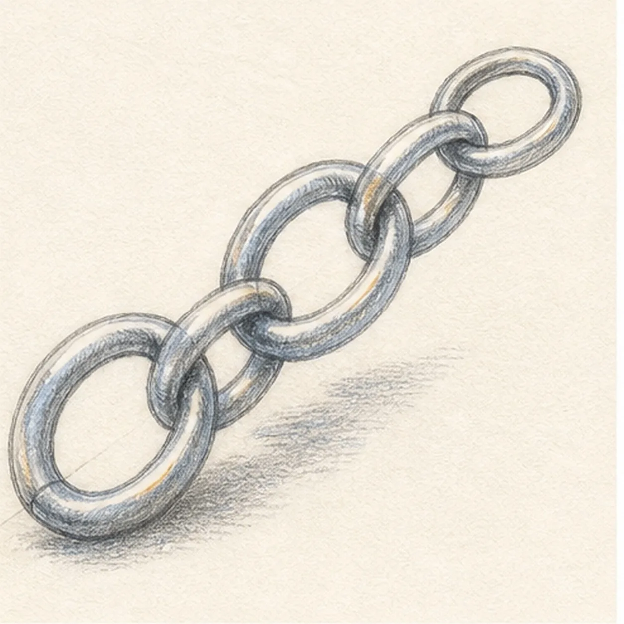 Glaze the cool metal stage for how to draw a five-link chain