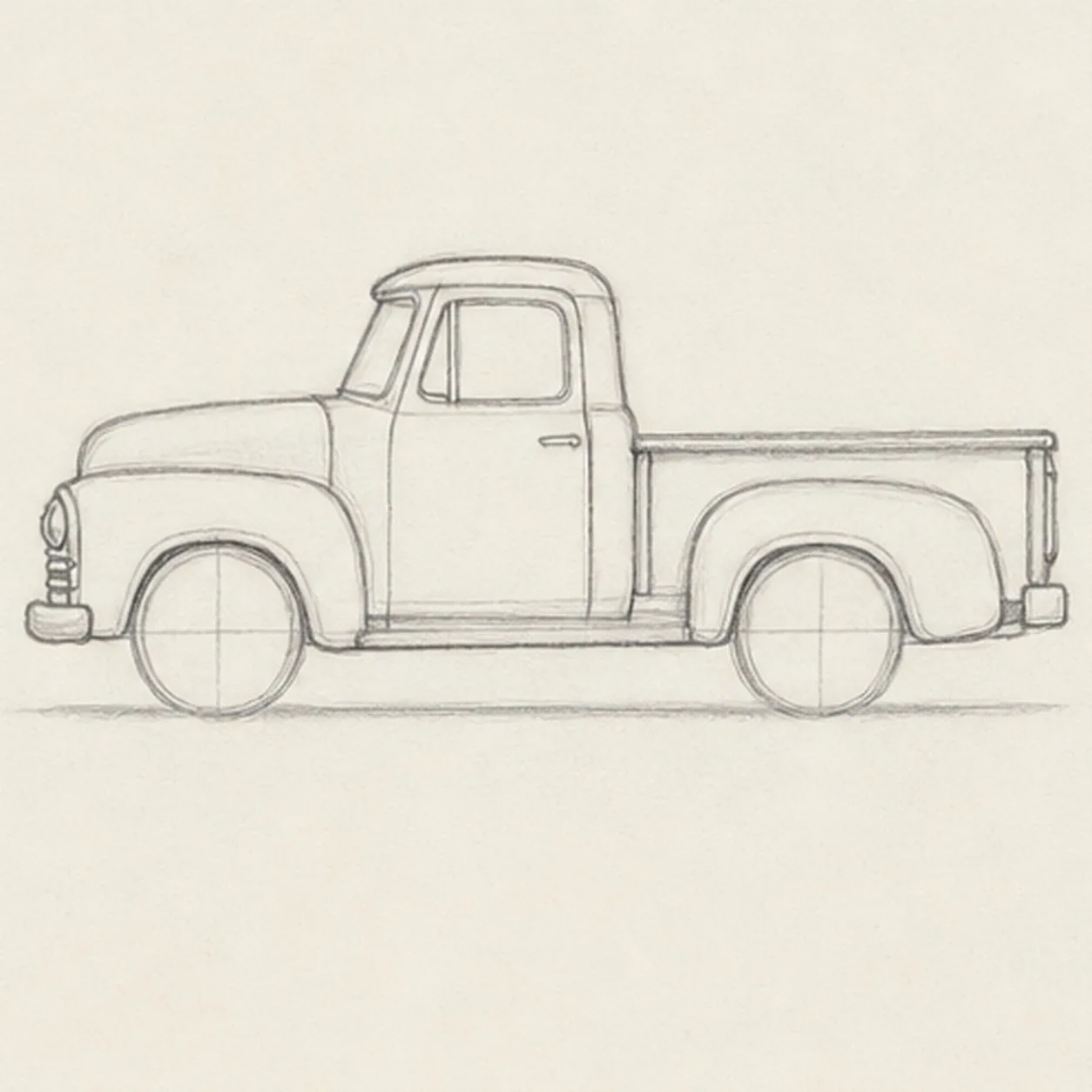 Add the cab details stage for how to draw a pickup truck