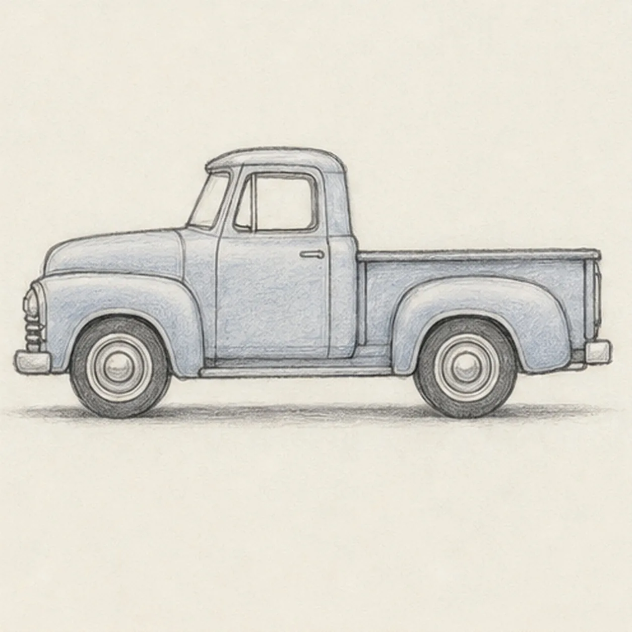 Add wheels and tone stage for how to draw a pickup truck