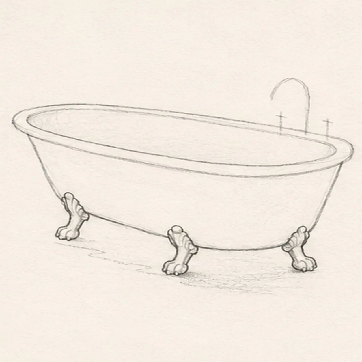 Add the three claw feet stage for how to draw a clawfoot bathtub