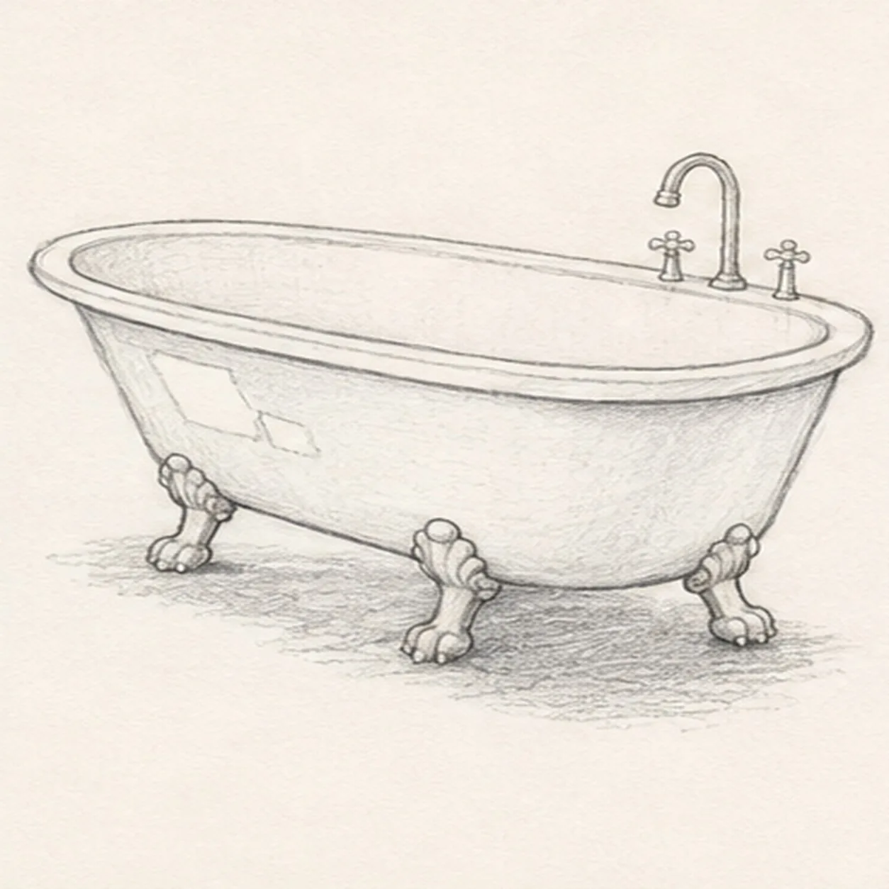 Reserve shine and ground stage for how to draw a clawfoot bathtub