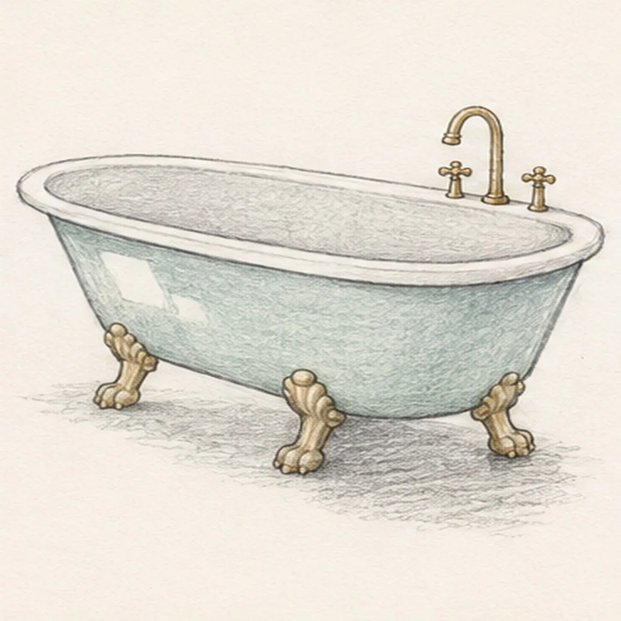 Layer enamel and metal color stage for how to draw a clawfoot bathtub