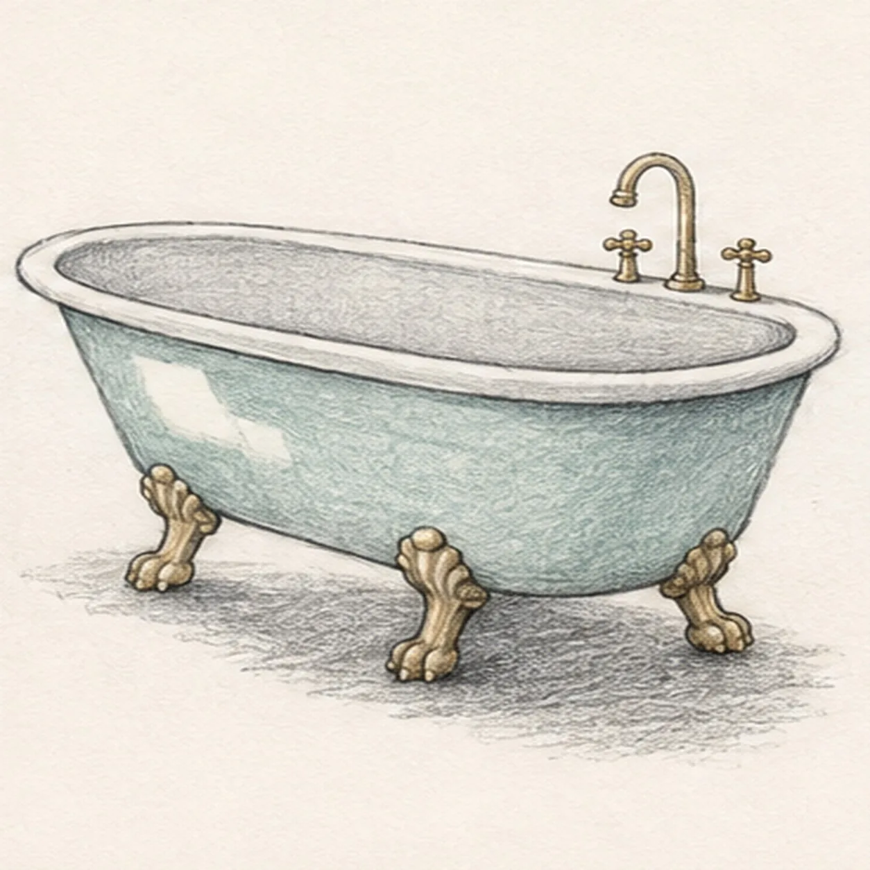 Build enamel and metal depth stage for how to draw a clawfoot bathtub