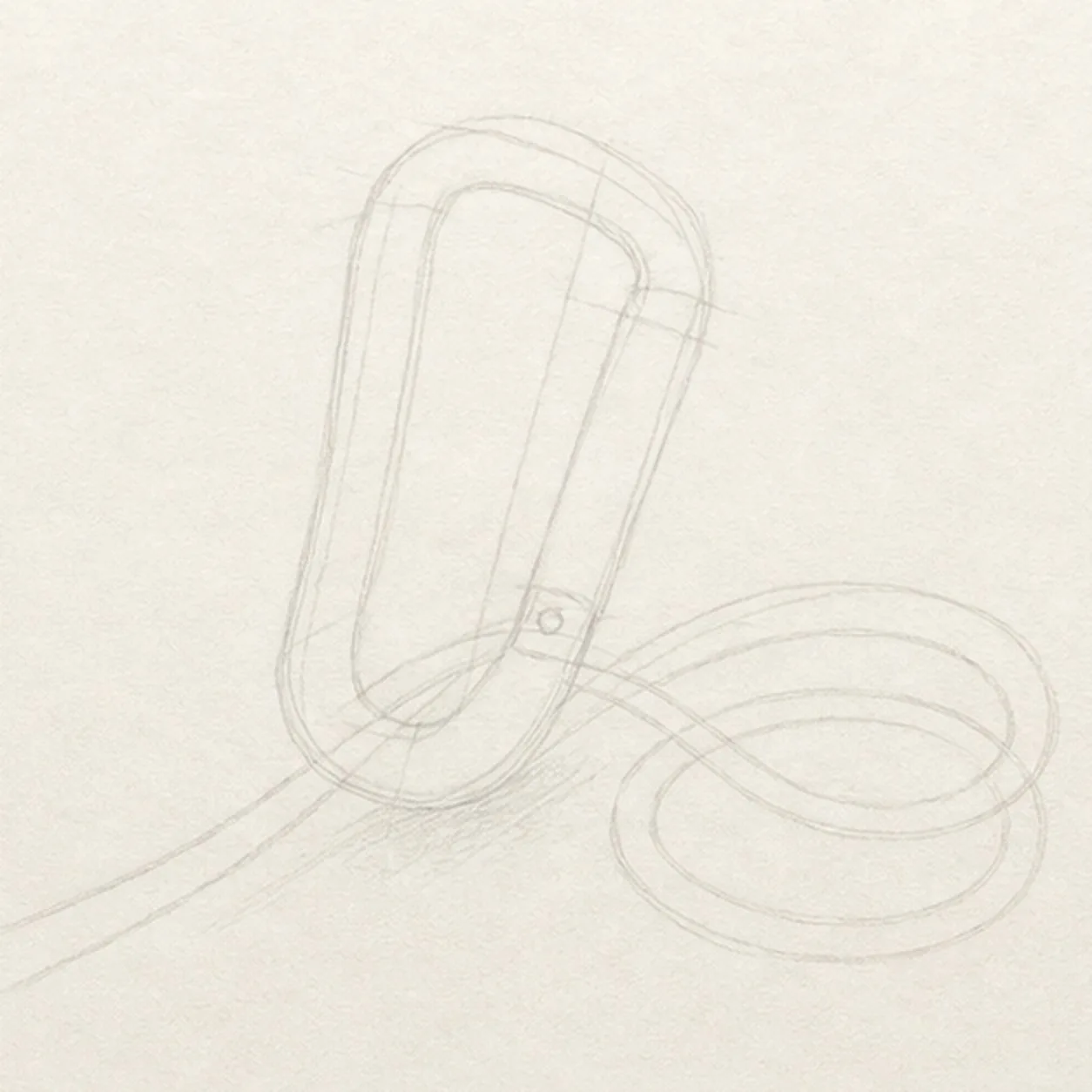 Map the clip and rope stage for how to draw a carabiner and rope