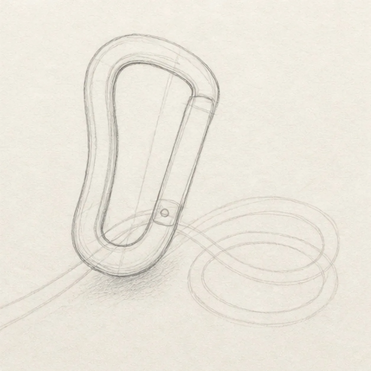 Shape the carabiner stage for how to draw a carabiner and rope