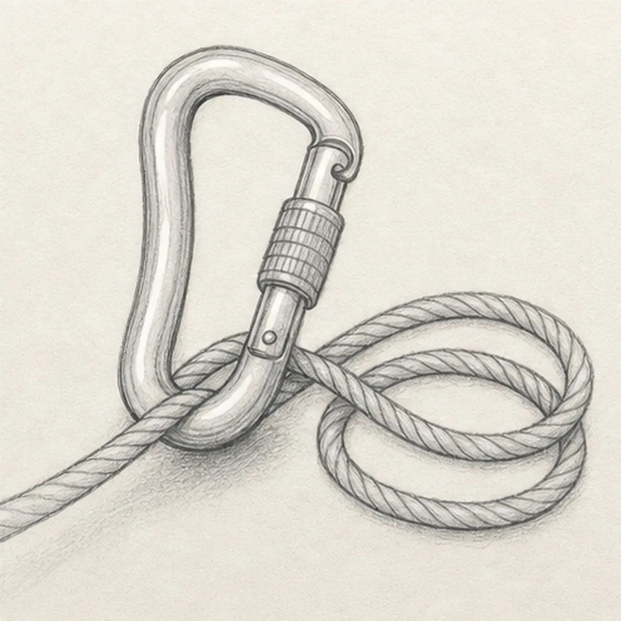 Turn the metal forms stage for how to draw a carabiner and rope