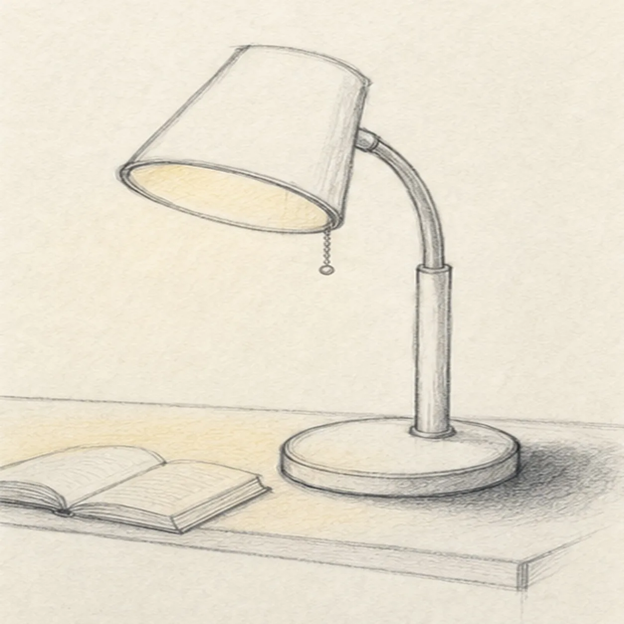 Add chain and warmth stage for how to draw a reading lamp