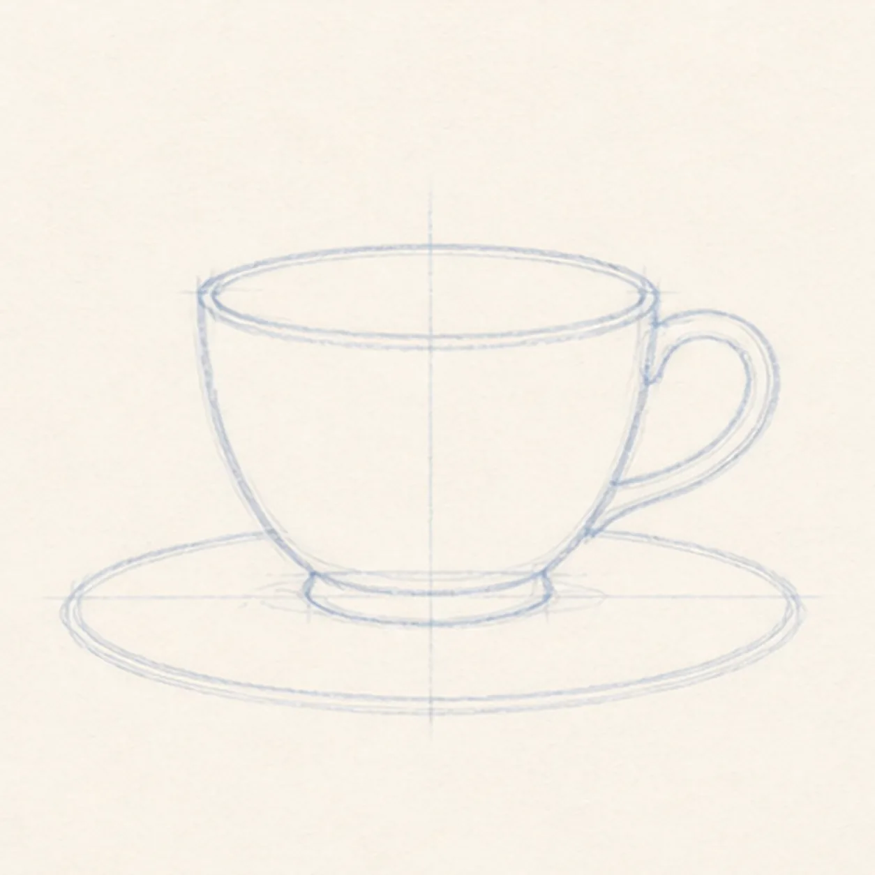 Shape the cup and handle stage for how to draw a cozy teacup