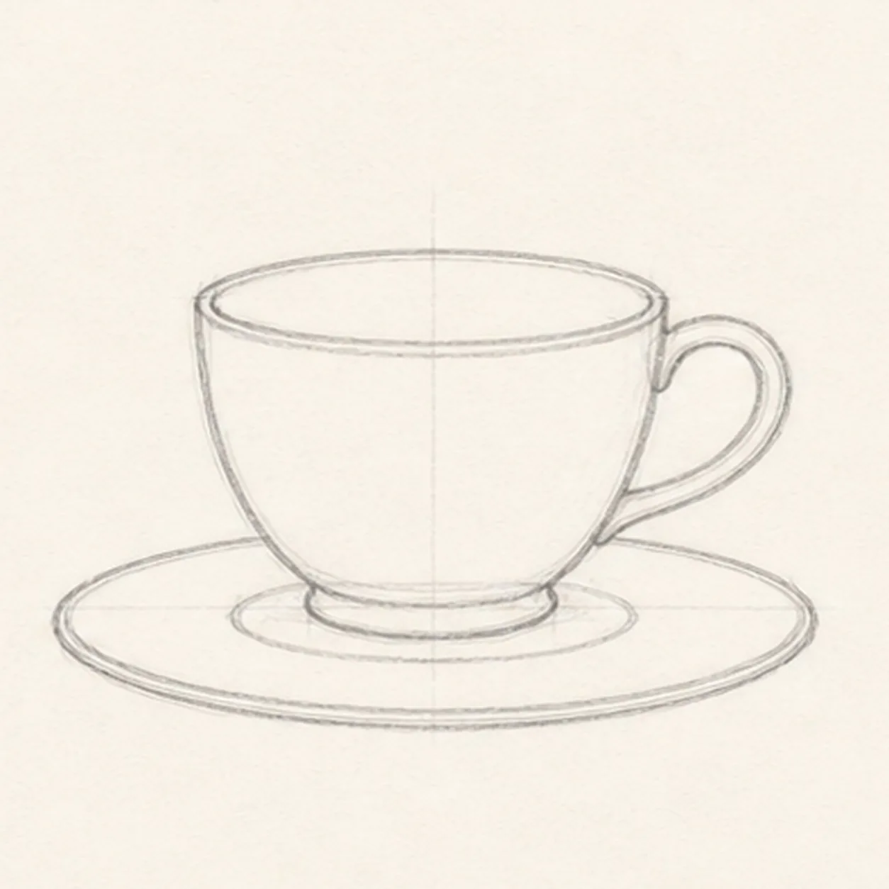 Build the saucer stage for how to draw a cozy teacup