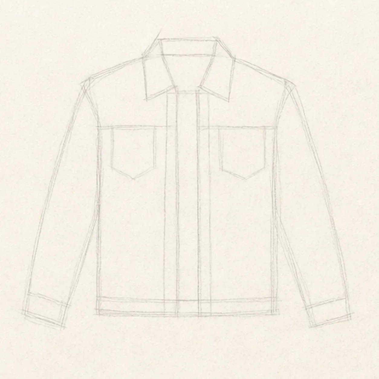 Block in the jacket stage for how to draw a denim jacket