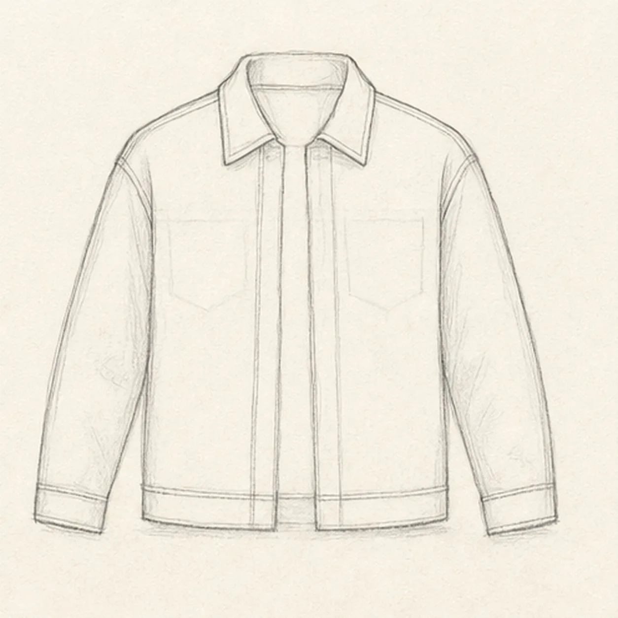 Shape the jacket silhouette stage for how to draw a denim jacket