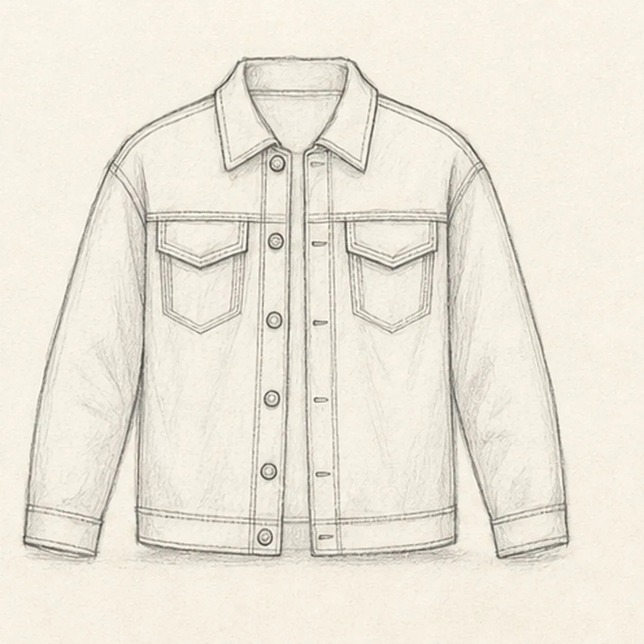 Build the denim panels stage for how to draw a denim jacket