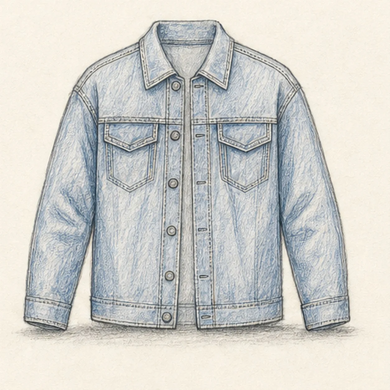 Shade the denim stage for how to draw a denim jacket