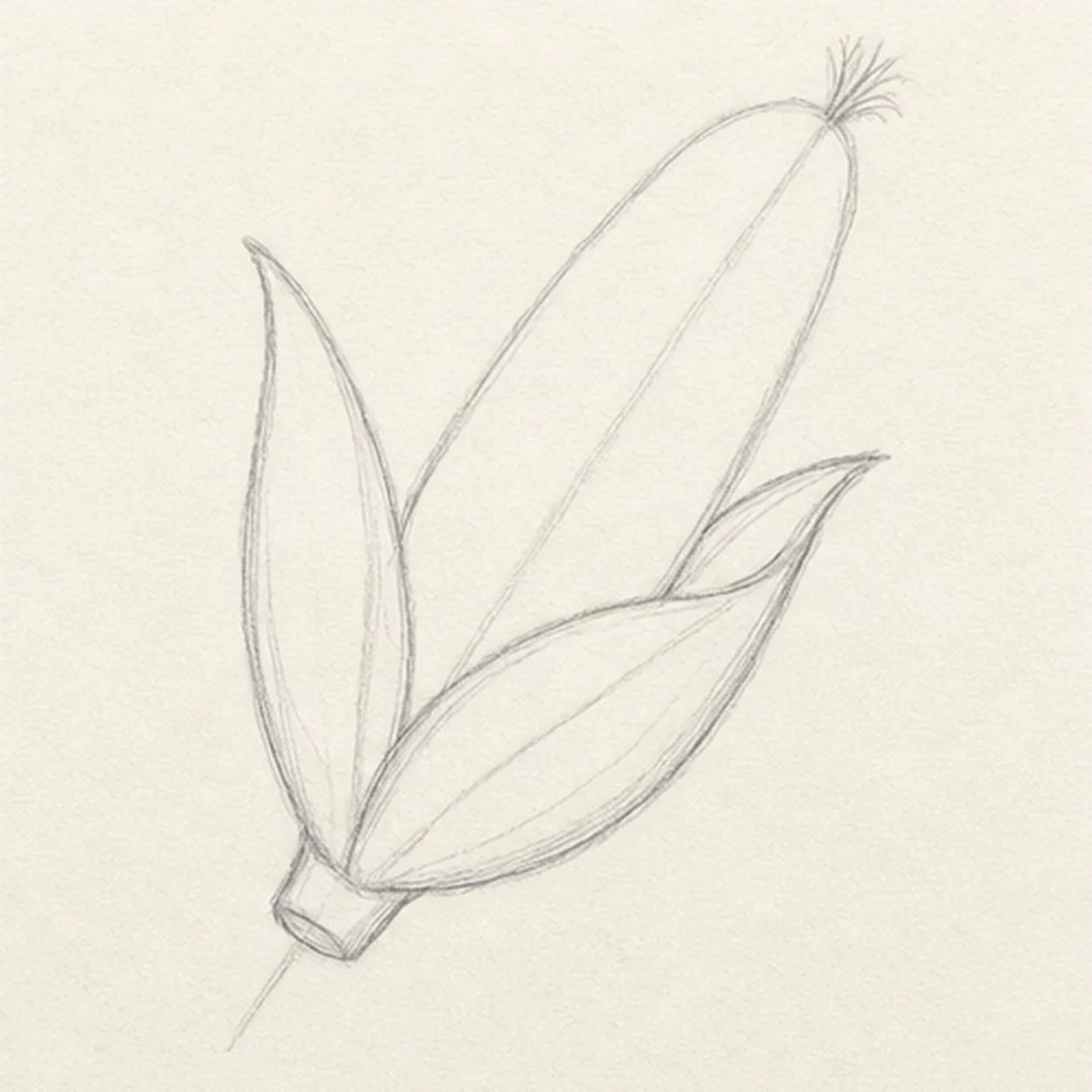 Peel back the husks stage for how to draw an ear of corn
