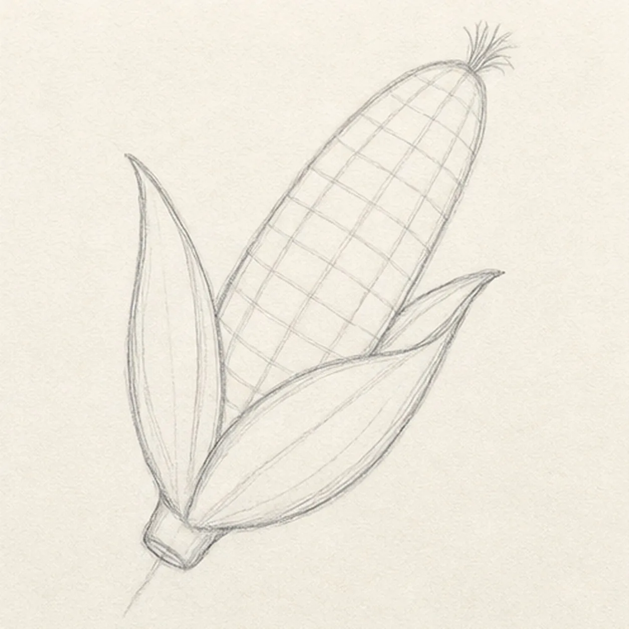 Shape the exposed cob stage for how to draw an ear of corn