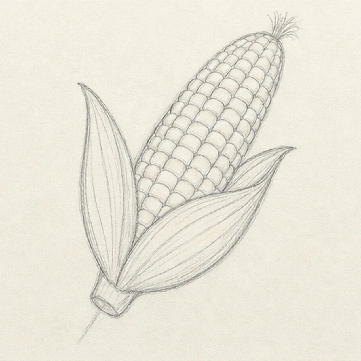 Set the kernel rows stage for how to draw an ear of corn