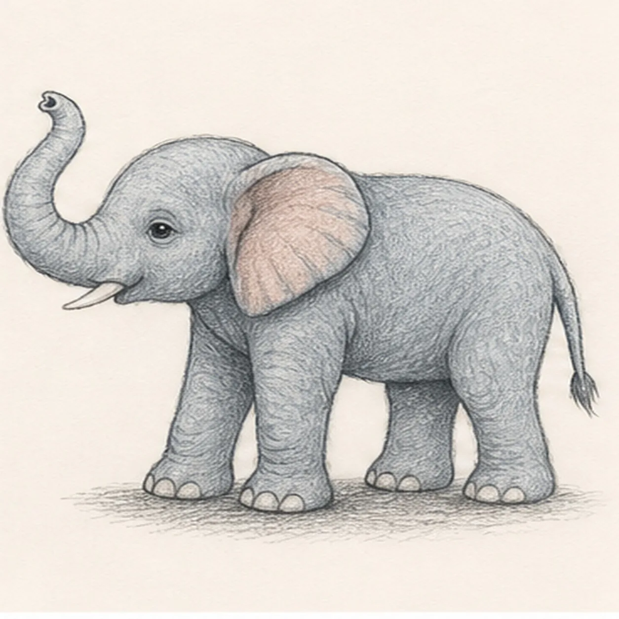 Layer the quiet elephant color stage for how to draw an elephant calf