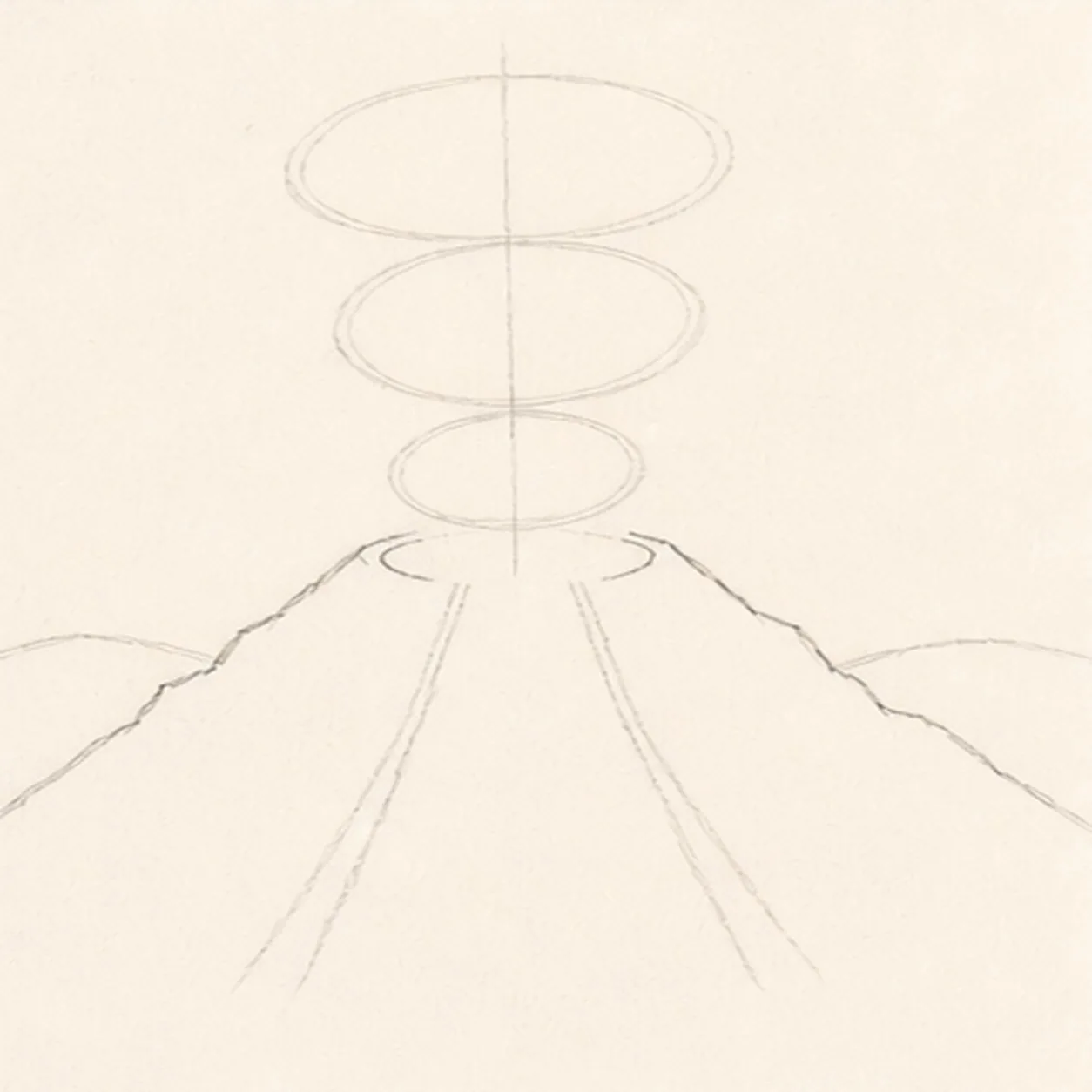 Shape the cone and crater stage for how to draw a volcano
