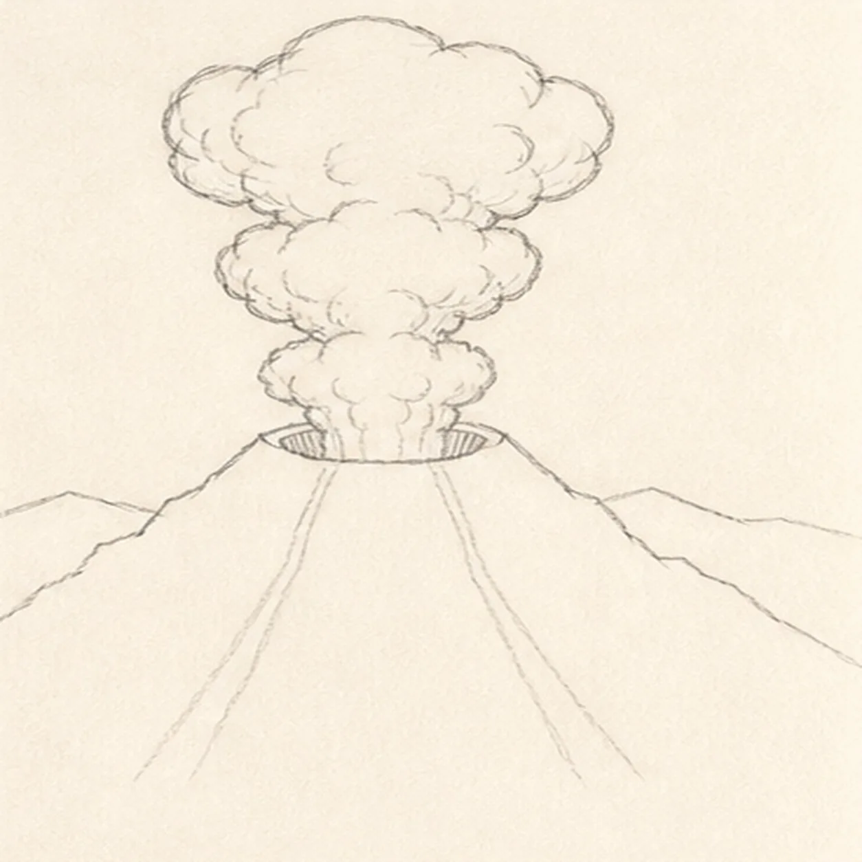Build the plume and landscape stage for how to draw a volcano