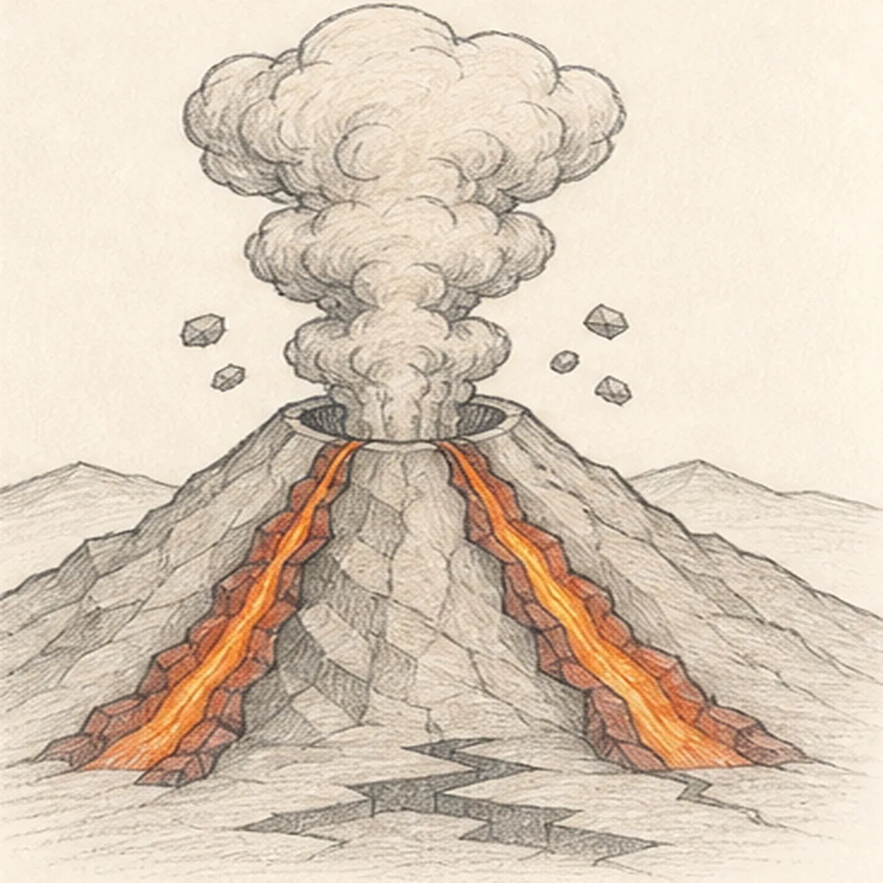 Layer value and lava color stage for how to draw a volcano