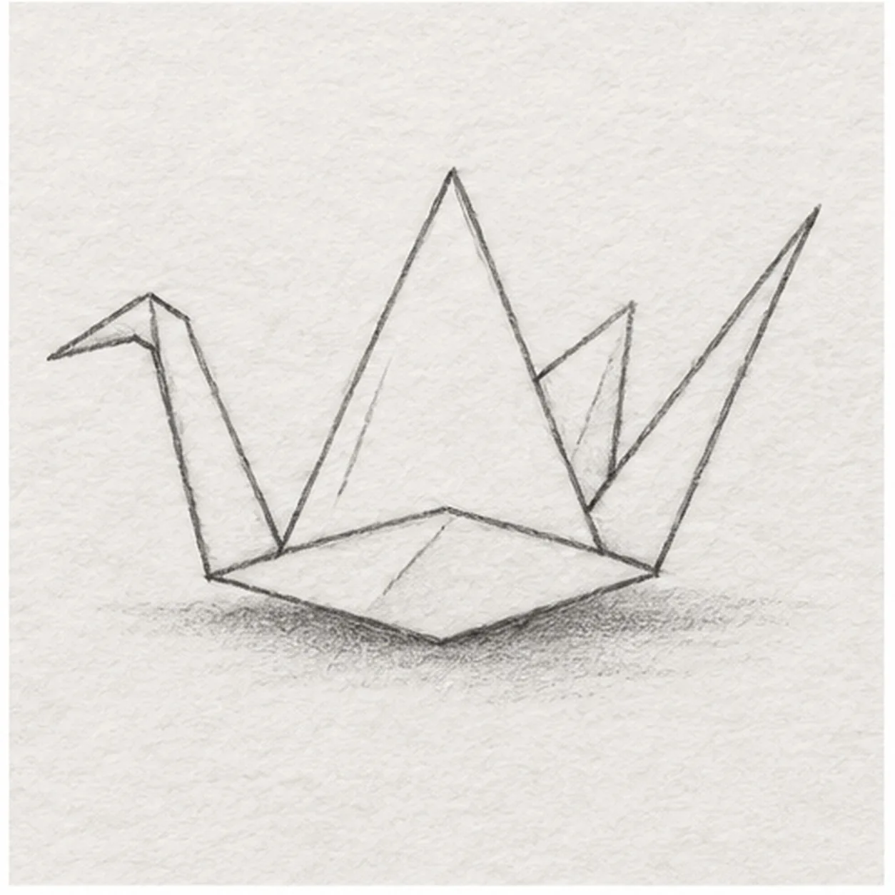 Mark folds and shadow stage for how to draw a paper crane