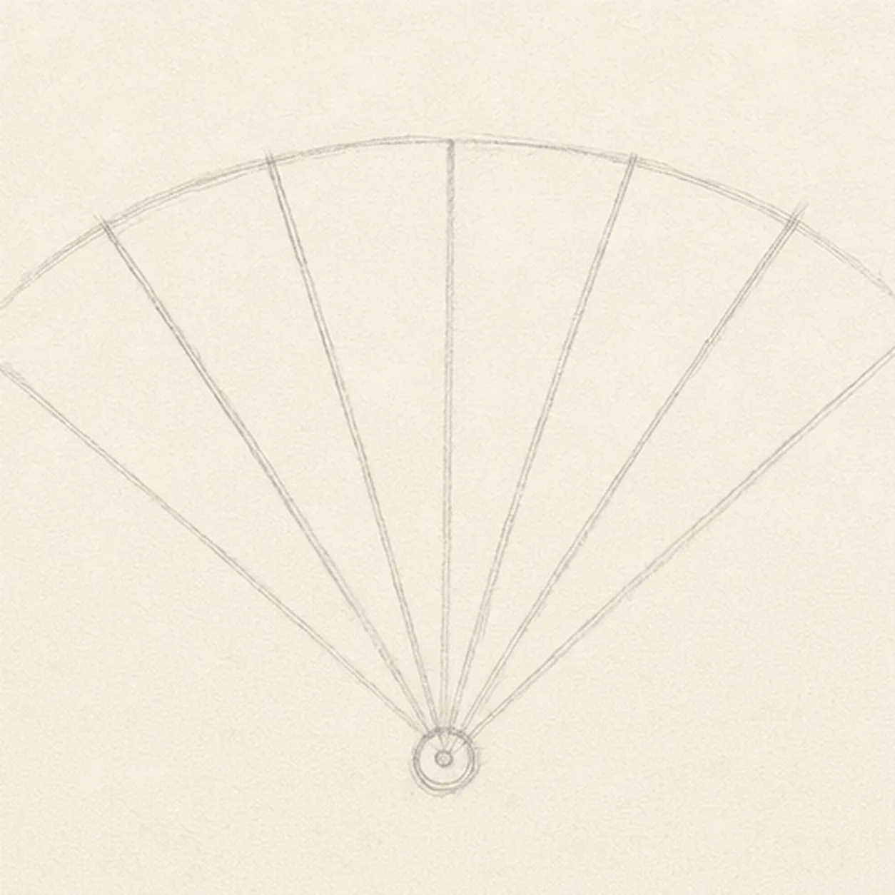 Open the fan geometry stage for how to draw a folding hand fan