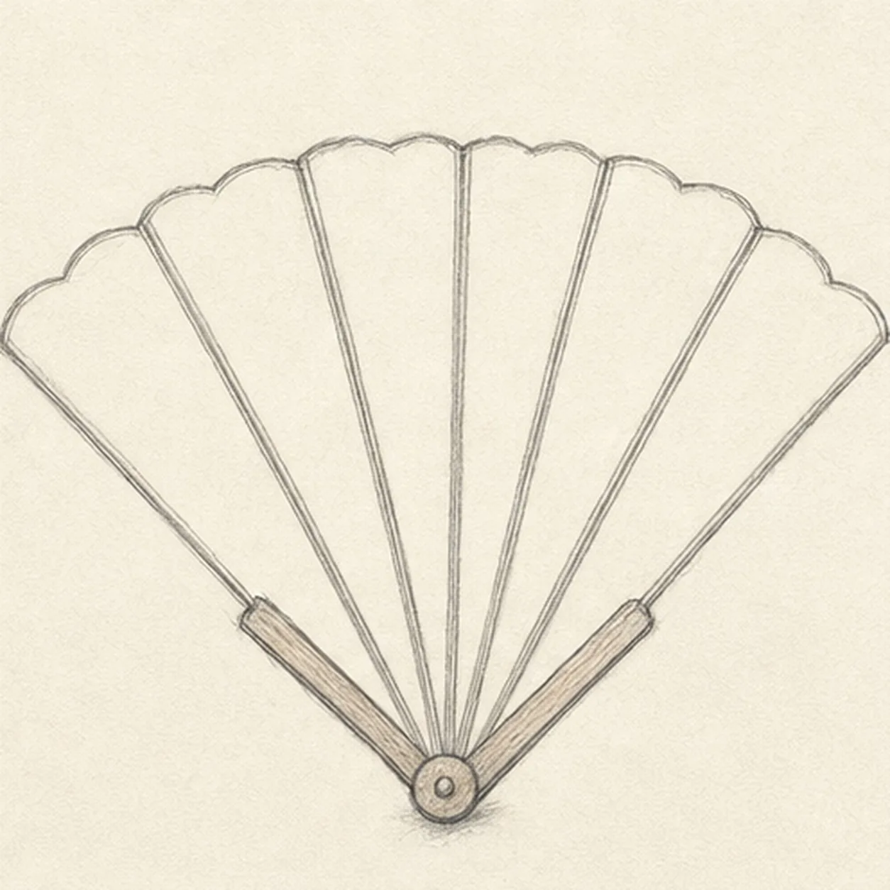 Wrap the leaf and handles stage for how to draw a folding hand fan