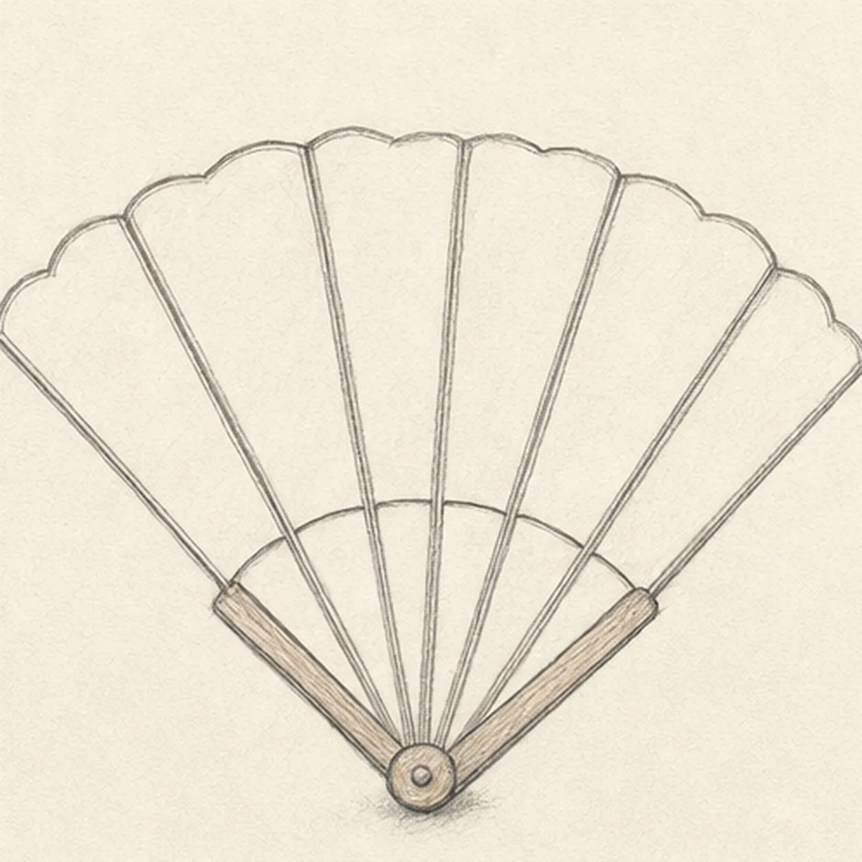 Fold the fan panels stage for how to draw a folding hand fan