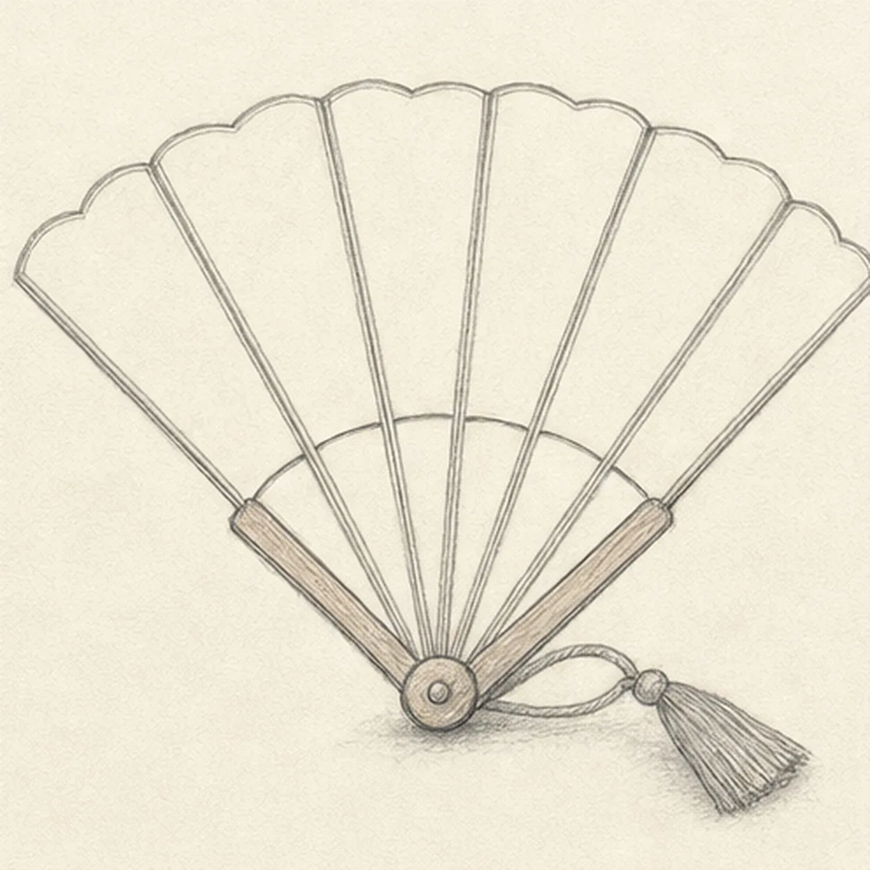 Hang the tassel stage for how to draw a folding hand fan