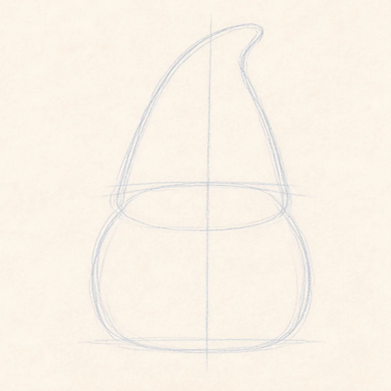 Block the hat stage for how to draw a garden gnome